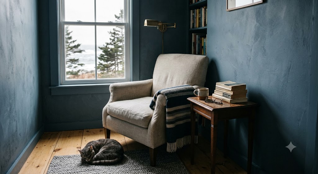 blue gray bedroom wall