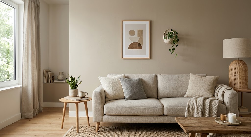 neutral living room wall