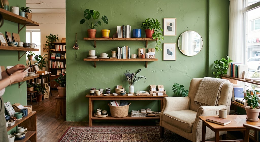 shop interior painted wall