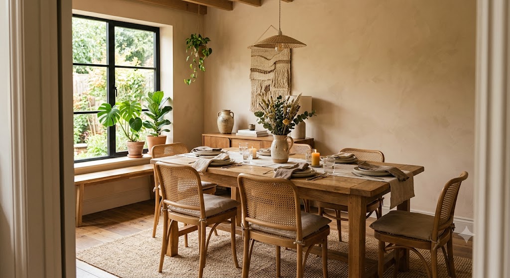 warm beige dining room