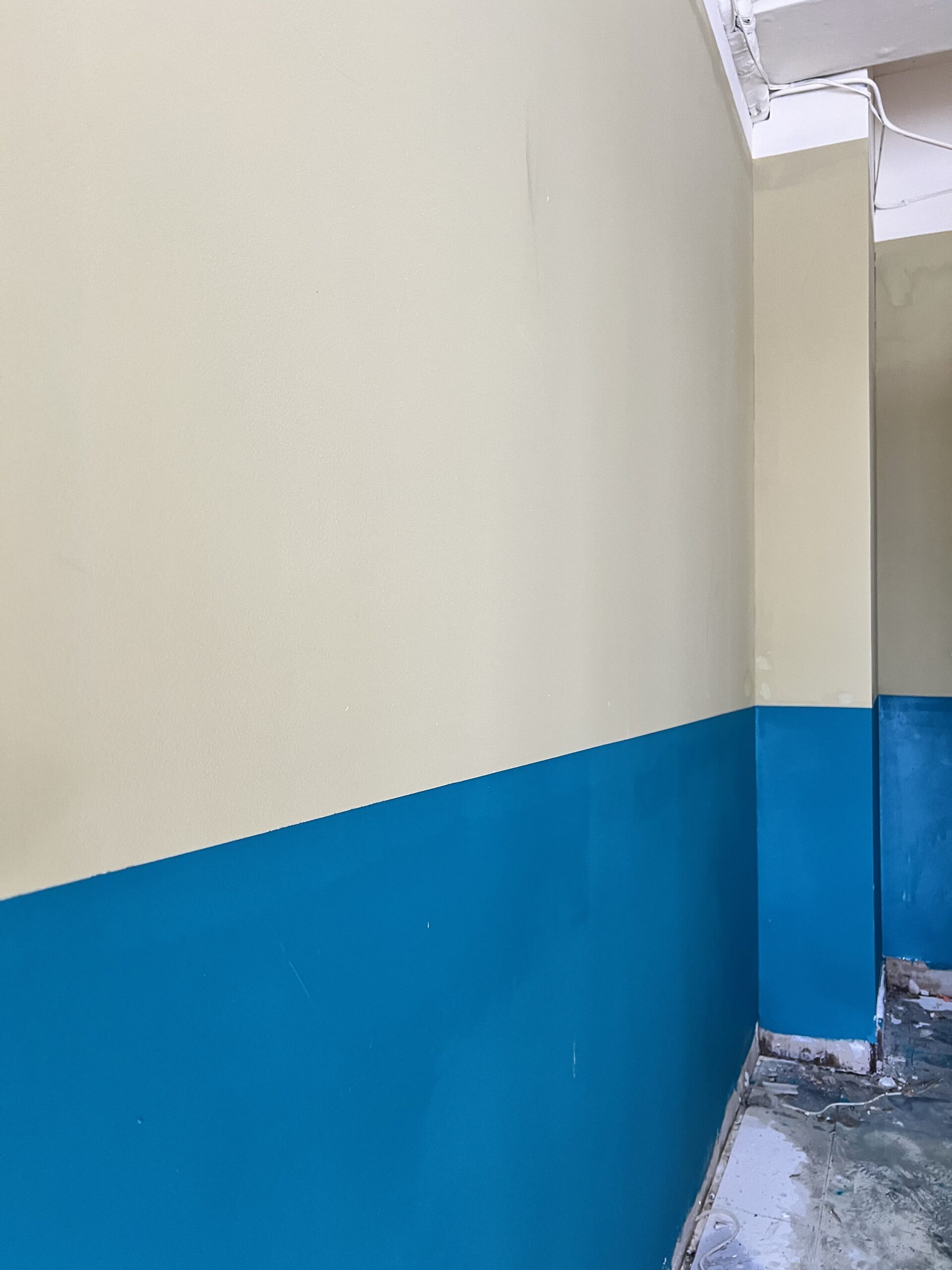 school corridor yellow lower wall