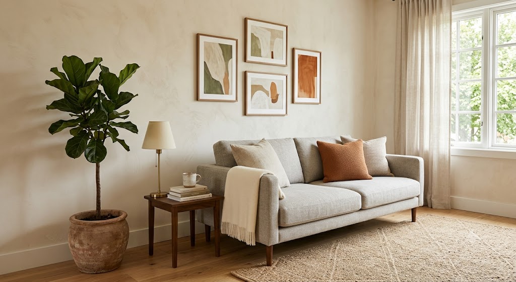 neutral living room wall